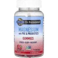 Garden of life , Gommes Magnésium avec Prébiotiques et Probiotiques, Framboise, 60 Gommes