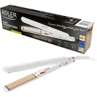 Adler AD 2317 Outil de coiffure Fer à lisser Vapeur Blanc 35 W