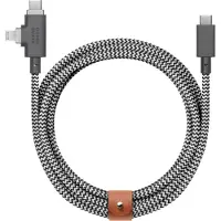 Native Union Belt Duo Pro, noir, blanc, USB C, USB C/Lightning, 1,5 m, mâle, mâle