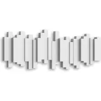 Umbra Sticks Portemanteau mural 5 crochets rabattables, Blanc, 48 x 18 x 3 cm