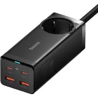 Baseus INCARCATOR RETEA GaN3 Pro Powerstrip,QC 100W,1xAC,2xUSB Type-C Output 5V/3A,2 x USB,include cablu USB Type-C la USB Type-C 100W, 1m, negru "PSZM000401" - 6932172604233