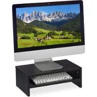 Relaxdays Support moniteur, Réhausseur pour moniteur, Noir