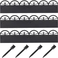Relaxdays : bordure de parterre en métal, bordure de pelouse robuste, 3 éléments, H x L : 7,5 x 274,5 cm, clôture de parterre pour le jardin, noir