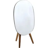 Spirella miroir de salle de bain design Alesia - miroir de maquillage portable pour la salle de bain avec tablette - miroir en bois d'acacia pour le plan de lavabo -