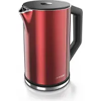 Arendo Bouilloire avec réglage de la température 40 - 100 °C, acier inoxydable, écran LED, 1,5L, 2200W, design double paroi, sans BPA, rouge