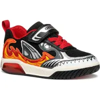 Geox Chaussures INEK pour garçons, chaussures de sport en cuir noir, modèle décontracté