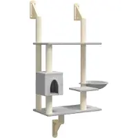 vidaXL Arbre à chat avec colonne griffoir montage mural gris clair 153 cm