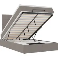 vidaXL Ottoman-lit avec matelas & LED Taupe 120x190 cm Tissu
