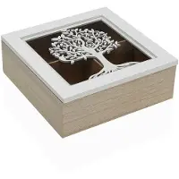 Versa Boîte à thé bois MDF 20 x 7 x 20 cm Arbre de vie