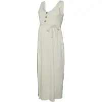 Mamalicious Evi Lia Ankle Sleeveless Midi Dress Beige XS Femme