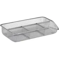 Relaxdays Organiseur De Bureau 4 Compartiments Maille Métal Fournitures Rangement Stylos, Argent