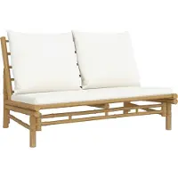 vidaXL Banc de jardin avec coussins blanc crème en bambou