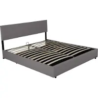 Corium Lit rembourré 'Juva' Cord avec sommier à lattes 140x200 cm Gris