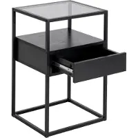 Fonq Table de chevet carrée Randolf - 40x35x60 cm - Noir