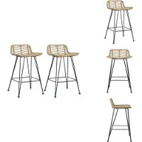 vidaXL Tabouret de bar 2 pcs. en rotin naturel - Tabouret de bar