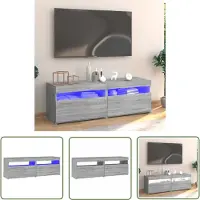 The Living Store Armoire TV avec lampes LED Gris Sonoma 120x35x40 cm