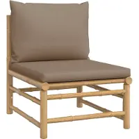 vidaXL Canapé central de jardin avec coussin taupe en bambou - Canapé central de jardin - Canapé de jardin - Canapé d'extérieur