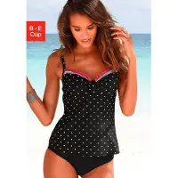 LASCANA Haut de tankini 'Monroe' rose néon / noir / blanc