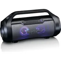 Lenco SPR-070BK - Enceinte Bluetooth résistante aux éclaboussures avec radio FM, USB et SD, lumières de fête - Noir