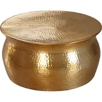 FineBuy Table basse ronde 60 cm métal doré - Table de salon design en aluminium fabriquée à la main - Table d'appoint orientale en aluminium salon martelé