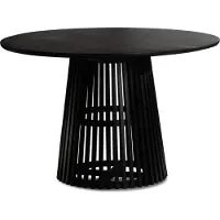 FineBuy Table de salle à manger ronde Ø 120 cm en bois massif de manguier noir - Table en bois moderne avec piètement en treillis, table de salle à manger design 4 personnes, table de cuisine massive