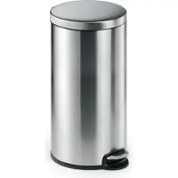 Durable Poubelle ronde à pédale en acier inoxydable 30L, Argent, 340323