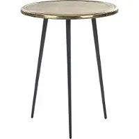 Beliani Table d'appoint en aluminium noir doré et plateau en fer rond, style rétro antique, décoration d'intérieur