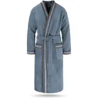 Normani Peignoir long bleu-gris / marron / blanc