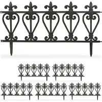 Relaxdays Bordures de parterre , lot de 6, en plastique, H x L : 32,5 x 61 cm chacune, bordures de parterre pour le jardin, clôture décorative à enfoncer, noir