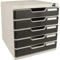 Exacompta Bloc à tiroirs MODULO - format A4+ - L 288 x P 350 x H 320 mm - 5 tiroirs - verrouillable avec 2 clés - gris