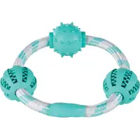 Trixie Dentafun Dentafun, jouet en forme de cerceau avec 3 balles pour chiens, en caoutchouc, 5cm, multicolore