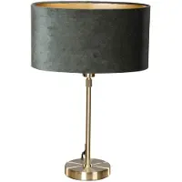 QAZQA Lampe de table dorée avec abat-jour ovale en velours vert 35 cm - Parte