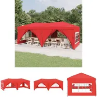 The Living Store Tente de réception pliable avec parois latérales rouge 3x6 m