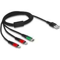 DeLOCK Câble de chargement USB 3 en 1 Typ-A zu 2 x Lightning / USB