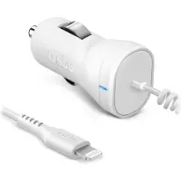 SBS Chargeur de voiture avec câble de lighning, Adaptateur pour véhicule, Blanc