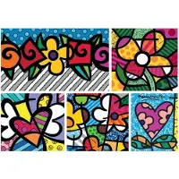 Bluebird Puzzle Puzzle Romero Britto - Collage: Hearts and Flowers - 1500 pièces