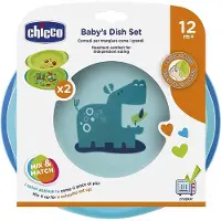 Chicco Ensemble Assiette Plate et Creuse Décorée Bleu +12m 2 pièces