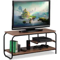 Relaxdays Meuble TV , design industriel, tablette pour décodeur, rangement pour CD et DVD, meuble TV H x L x P 43 x 90 x 35 cm, marron/noir