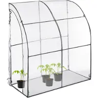 Relaxdays Serre à tomates , film PVC, dimensions : 215 x 200 x 100 cm, serre en film plastique accessible, transparente/noire