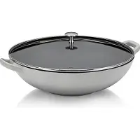 kela Wok en fonte avec couvercle Calido 36 cm gris clair KL-12610