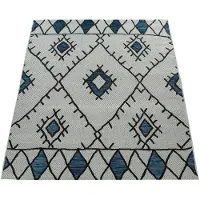 Paco Home Tapis d'intérieur et d'extérieur, tissage plat, motif géométrique abstrait en losanges, style ethnique, bleu, dimensions 120 x 160 cm