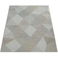 Paco Home Tapis plat d'intérieur et d'extérieur Motif géométrique Motif losange Couleur beige Dimensions 160 x 230 cm