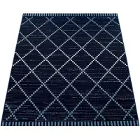 Paco Home Tapis plat d'intérieur et d'extérieur, motif ethnique géométrique, design scandinave, bleu et blanc, dimensions 80 x 150 cm