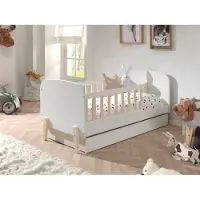Vipack lit d'enfant Kiddy 70 x 140 cm, incl. tiroir de lit, blanc