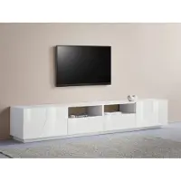Web Furniture Meuble TV moderne 260 x 43 cm, meuble mural de salon, blanc brillant More