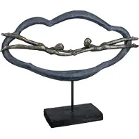 Casablanca by Gilde Sculpture "Love is in the air "Poly couple dans un nuage gris, base noire