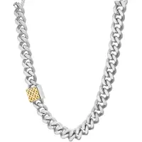 BOSS Collier Curb à Maillons Texturés et Fermeture Magnétique, (Acier inoxydable)