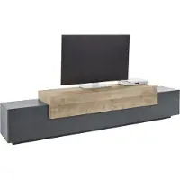 Web Furniture Meuble TV au design moderne, 240 cm, gris et bois, Corona Low Hound