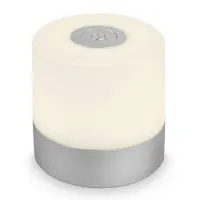 Briloner Mini lampe de table LED dimmable 3 niveaux 70mm ronde 2700K lumière blanche chaude IP44 batterie USB C argentée lampe mobile salon chambre extérieur