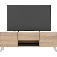 FMD - Meuble TV 2 portes 1 tiroir Brighton 2 - L140 cm x 46,5 cm